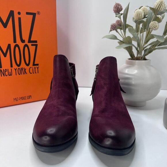 Miz Mooz Bangkok Leather Ankle Boot Side Zip Eggplant 111225 Women EU 36/5.5 NWB - Picture 4 of 11